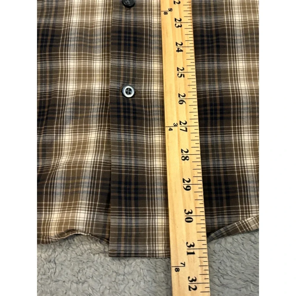 Banana Republic Mens L Brown Plaid Slim Fit Long Sleeve Button Up Shirt